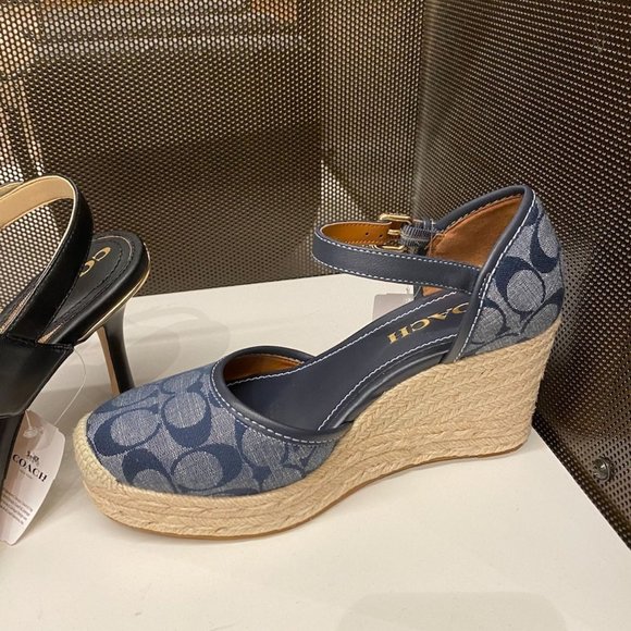 NWT - COACH Raine Espadrille In Signature Denim Sandal - size 5 US left - Picture 4 of 16